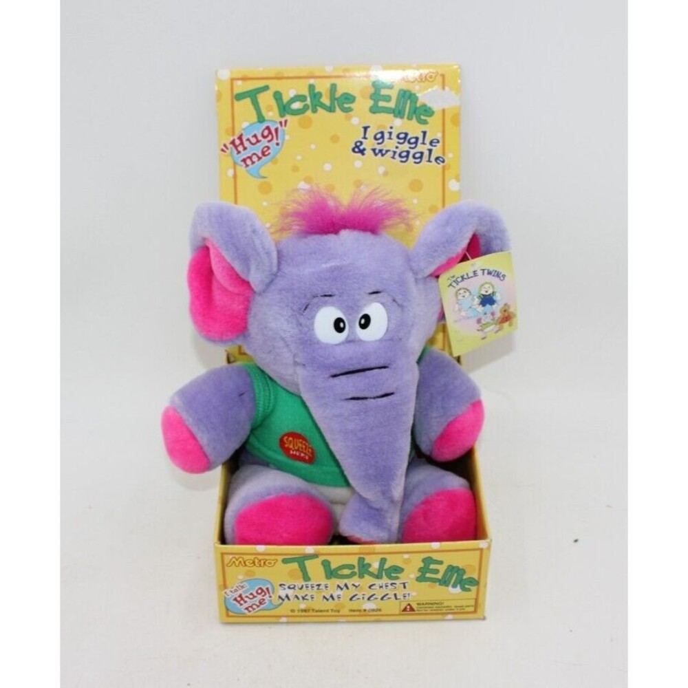 Vintage 1997 Tickle Twins Ellie Elephant Purple Plush NEW Original Box Rare HTF